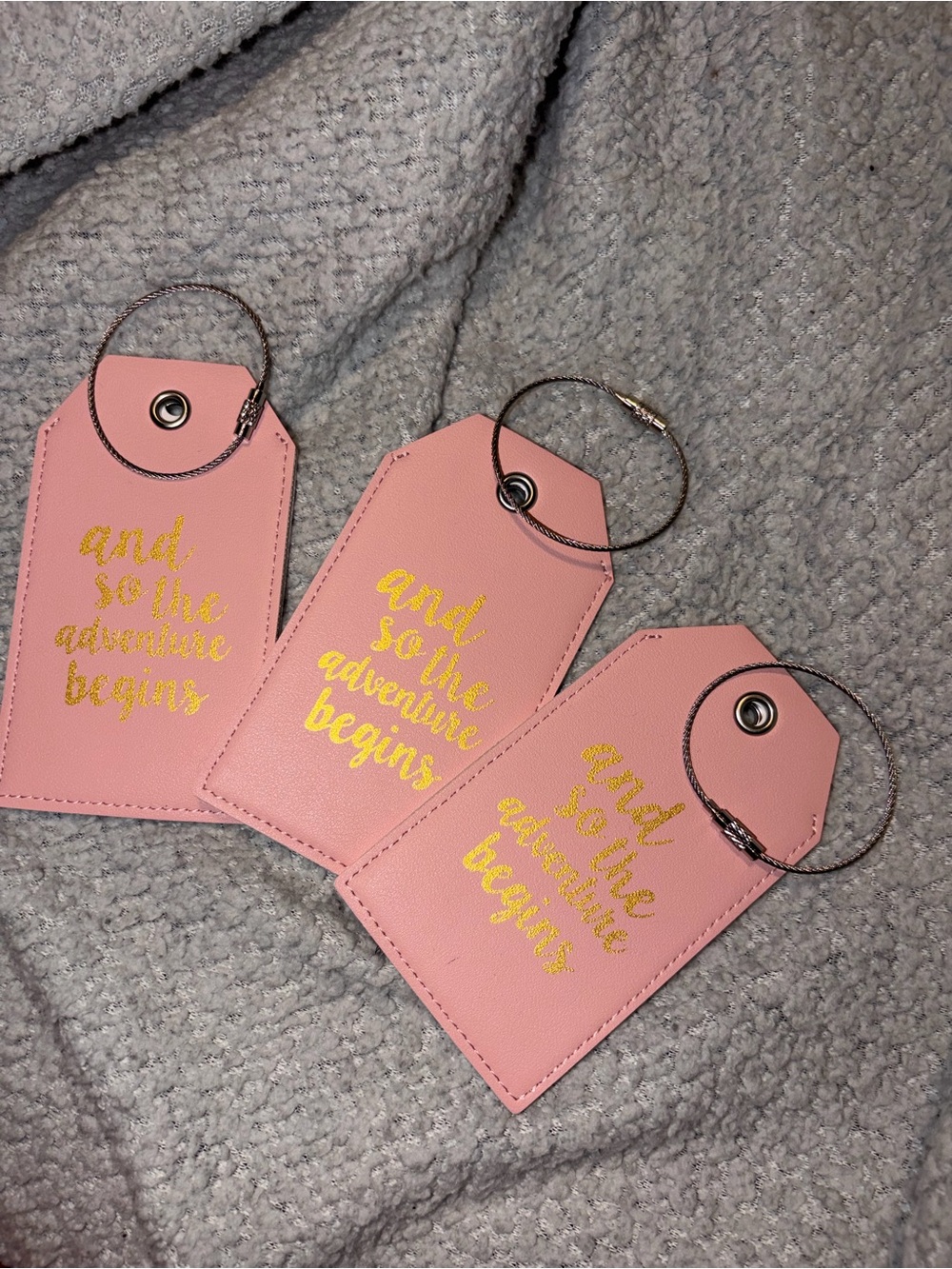 Pink Luggage Tag Set - "and so the adventure begins"